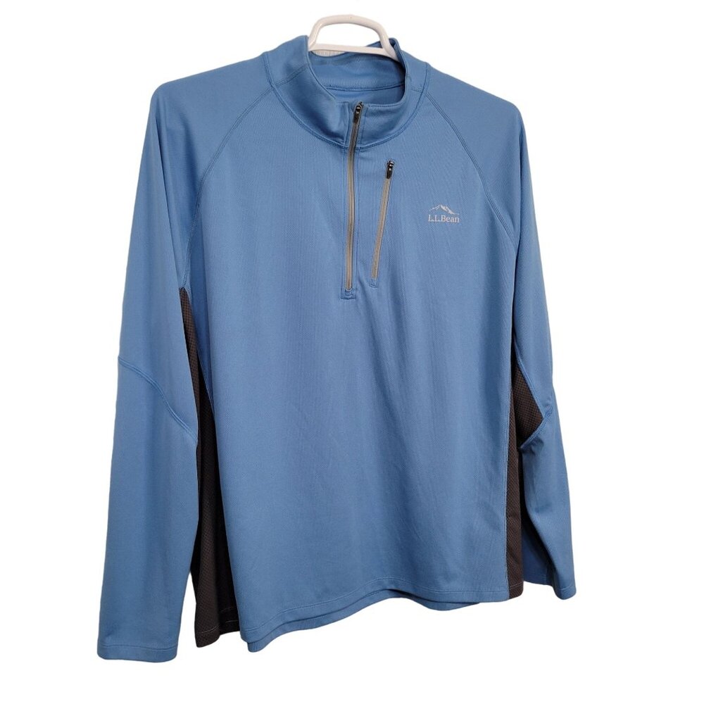 LL Bean Mens XXL Jacket Top Ridge Runner 1/4 Zip Pullover 2 Tone Slightly Fitted